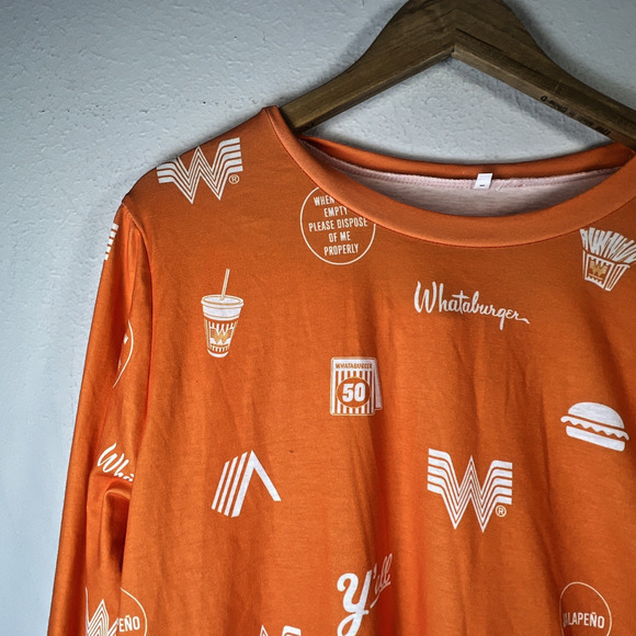 Whataburger Adult PJ's Pajama Set Size Medium lounge hamburger fries shake ya'll - Picture 4 of 14